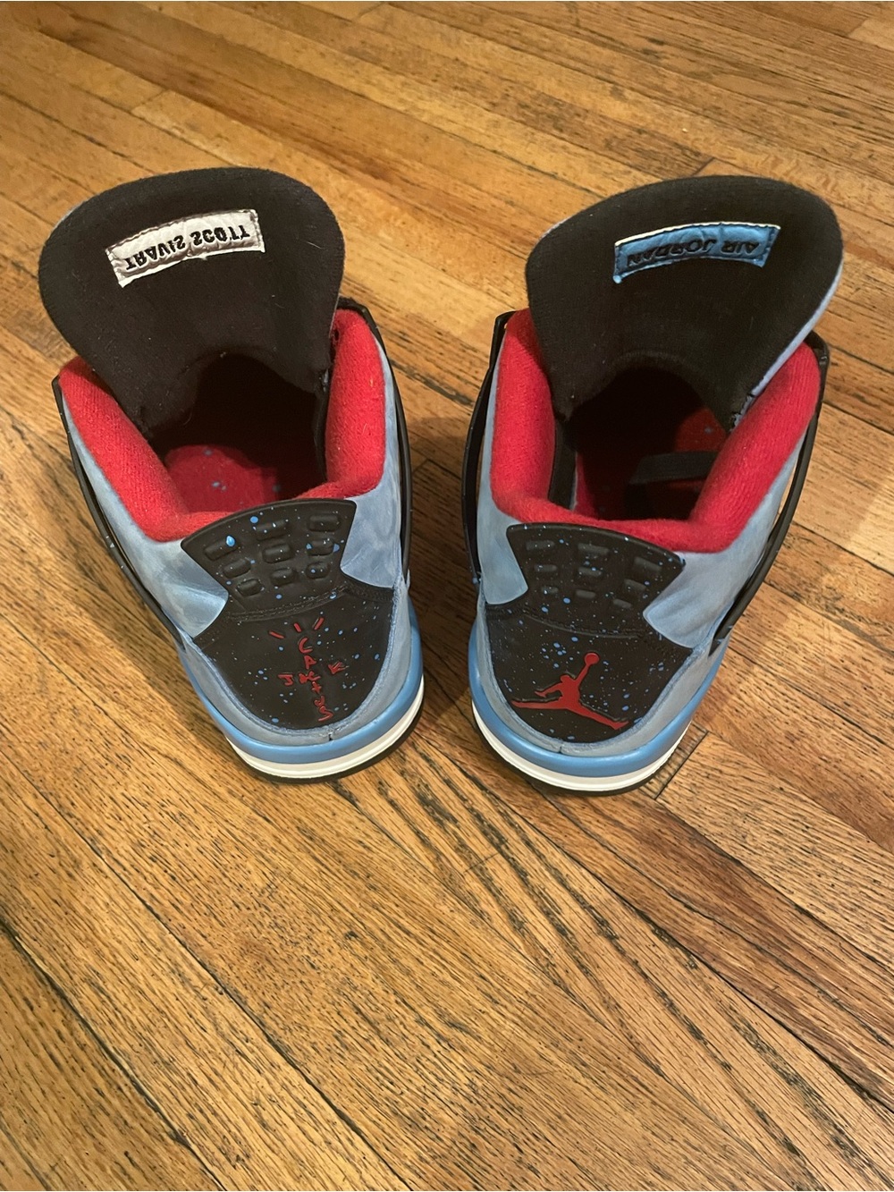 Jordan Men’s Travis Scott Sneakers - Light Blue/Black/Red Accents - Picture 3 of 5